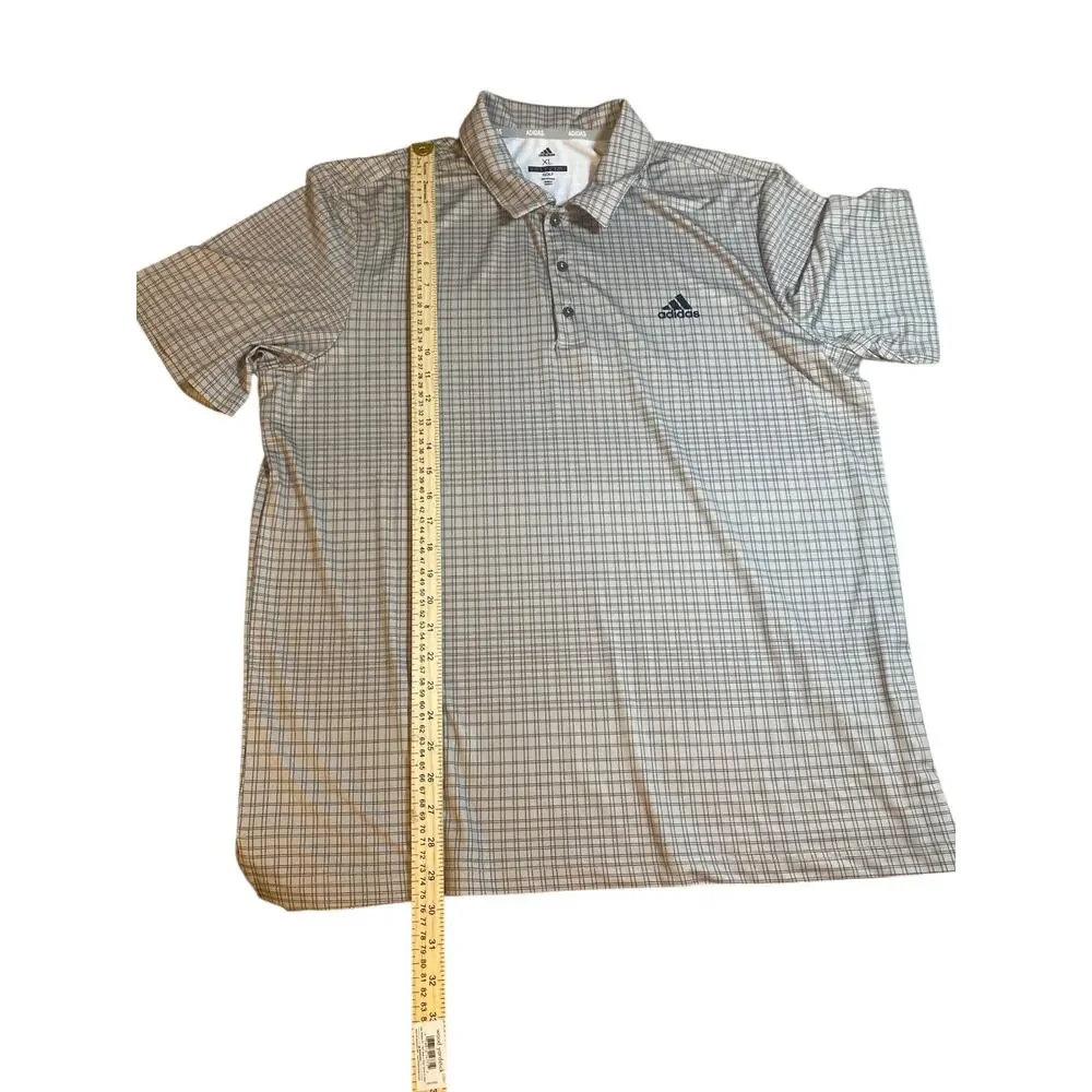 Adidas Golf Polo Shirt Men's XL Performance Climalite Plaid Check Short Sleeve